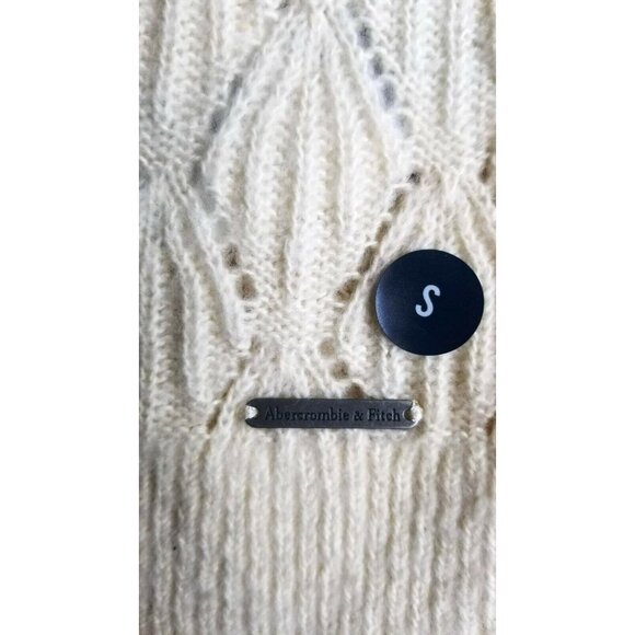 Abercrombie and Fitch Sz S Women's knit sweater Cream Ivory diamond Pattern New - Picture 5 of 6